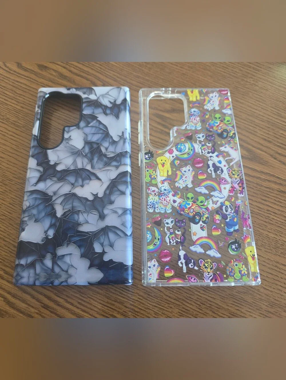 Phone Case Bundle - Black Bat Pattern & Clear Rainbow Sticker Design